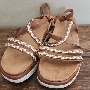 Easy Spirit Tan Braided Platform Sandals Size 8.5W